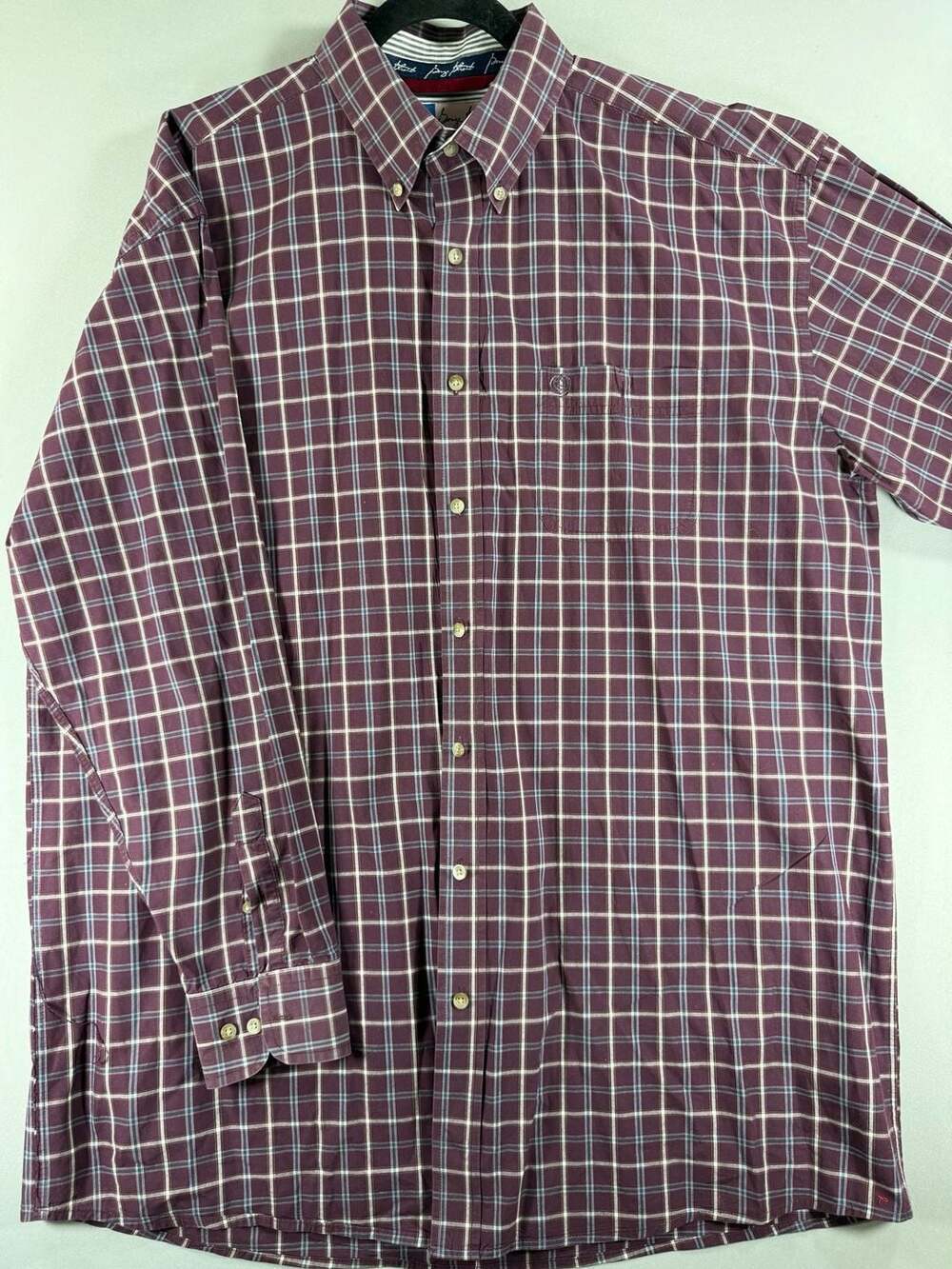 George Strait Wrangler Plaid Button Down Shirt Size 2XLT Maroon cowboycore